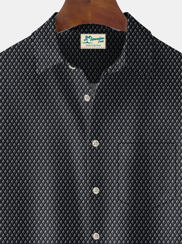 Royaura® Vintage Geometric Texture Print Chest Pocket Shirt Plus Size Men's Shirt Big Tall