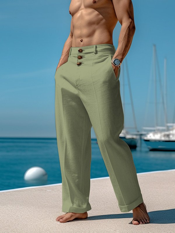 Royaura® Men's Beach Daily Loose Stretch Button Trousers