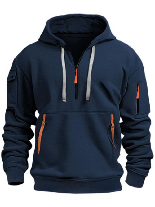 Royaura® Basics Outdoor Pocket Zipper Men's Long Sleeve Hooded Sweatshirt Big & Tall