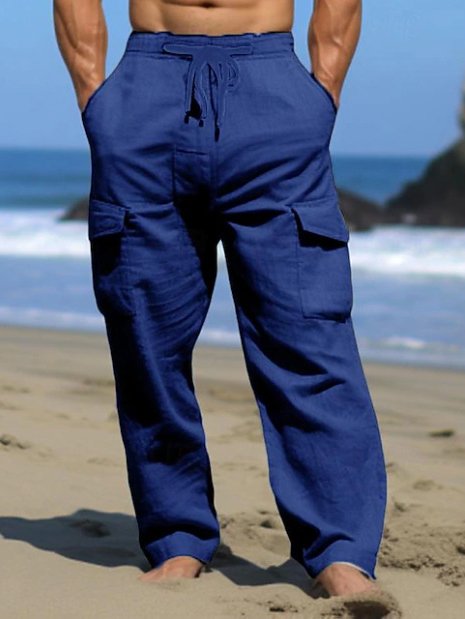 Royaura® Men's Everyday Beach Loose Stretch Pocket Drawstring Trousers