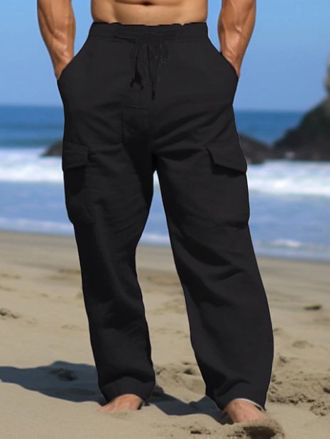 Royaura® Men's Everyday Beach Loose Stretch Pocket Drawstring Trousers