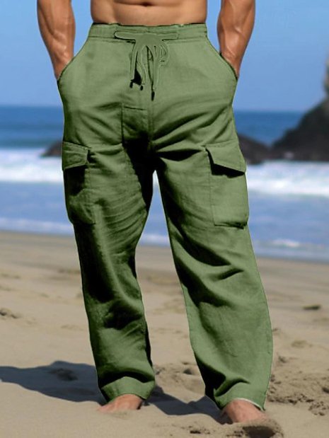 Royaura® Men's Everyday Beach Loose Stretch Pocket Drawstring Trousers