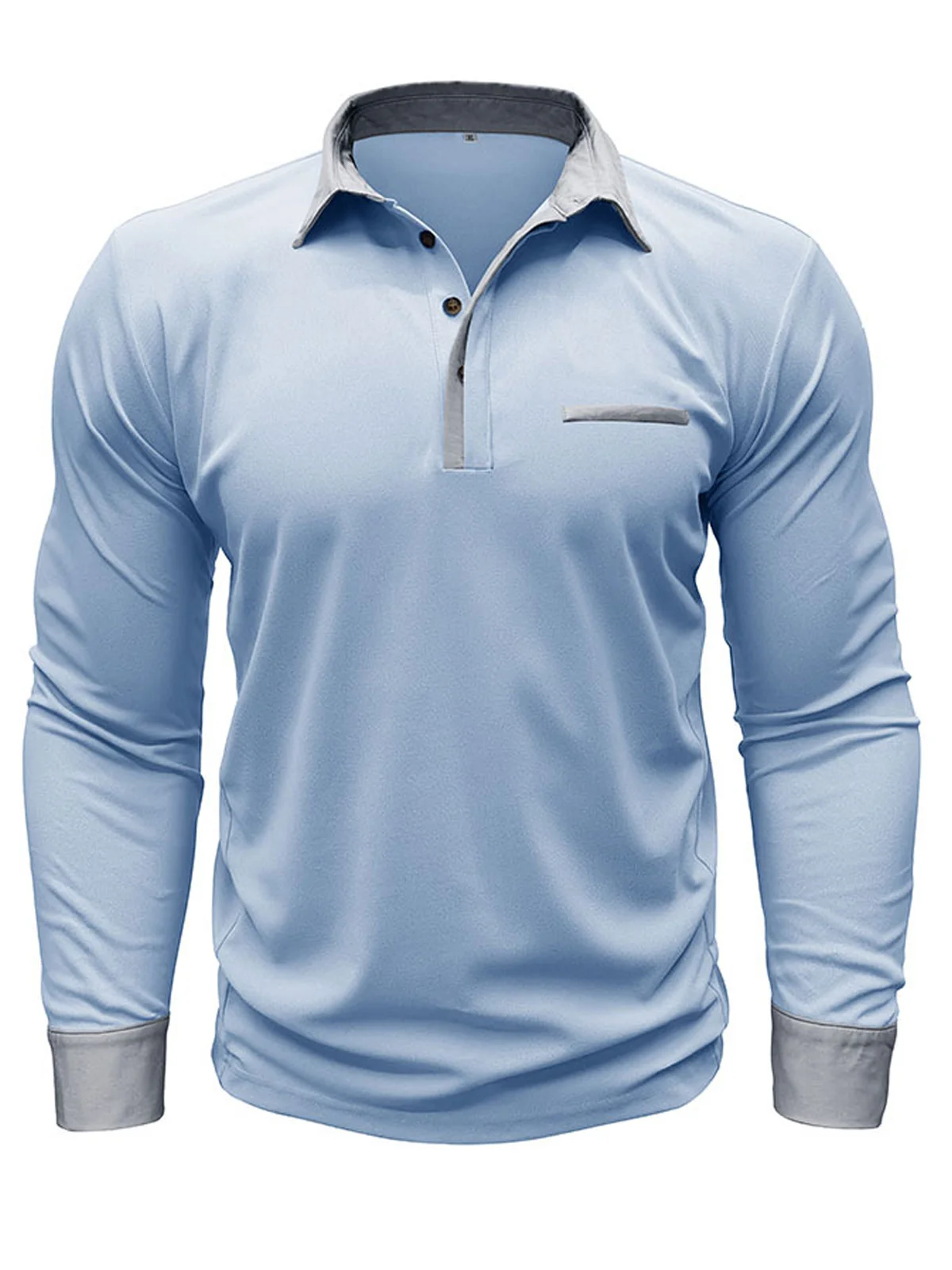 Royaura® Retro Basic Long Sleeve Lapel Button Pocket Polo Shirt