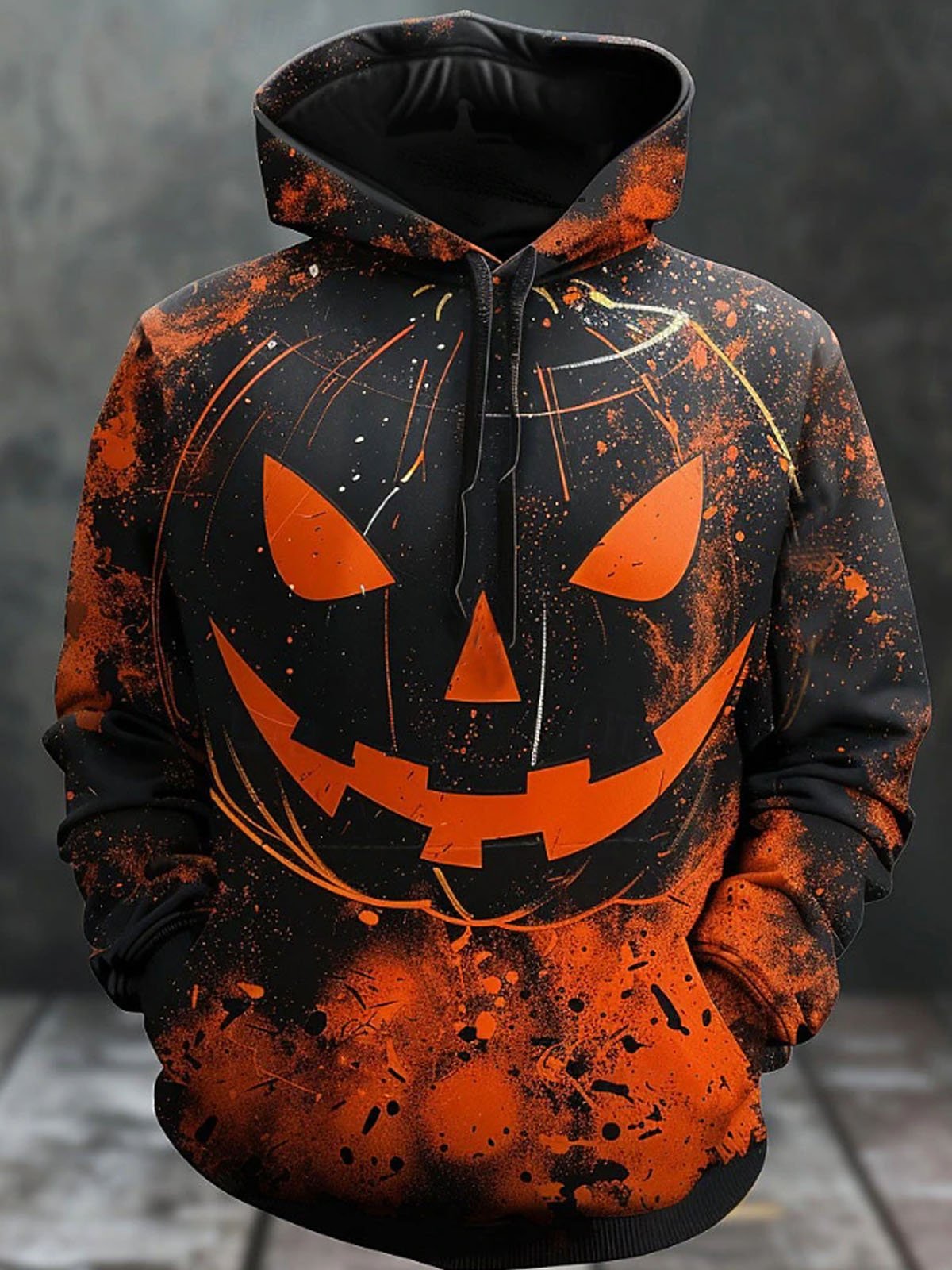 Royaura®Halloween Evil Clown 3D Digital Print Men's Drawstring Hooded Sweatshirt Big & Tall