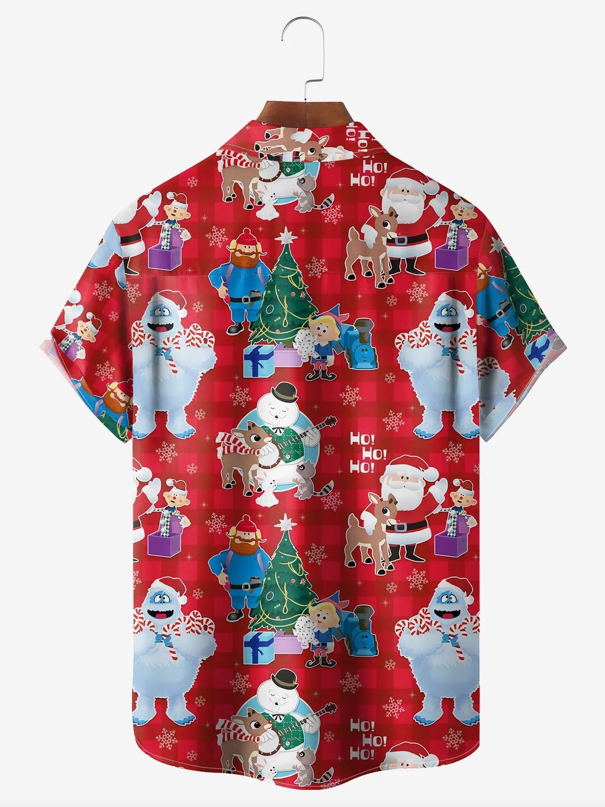 Royaura® Christmas Snowman Cartoon 3D Digital Print Men's Button Pocket Short Sleeve Shirt Big & Tall