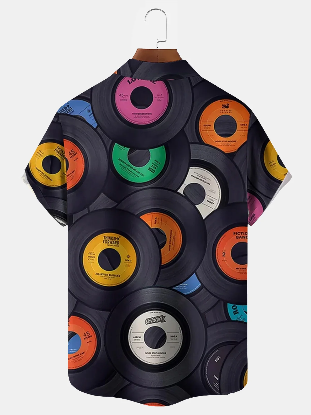 Royaura® Retro Music 3D Digital Print Men's Button Pocket Short Sleeve Shirt Big & Tall