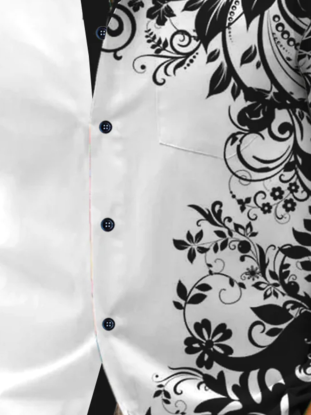 Royaura® Vintage Floral 3D Digital Print Men's Button Pocket Long Sleeve Shirt Big & Tall