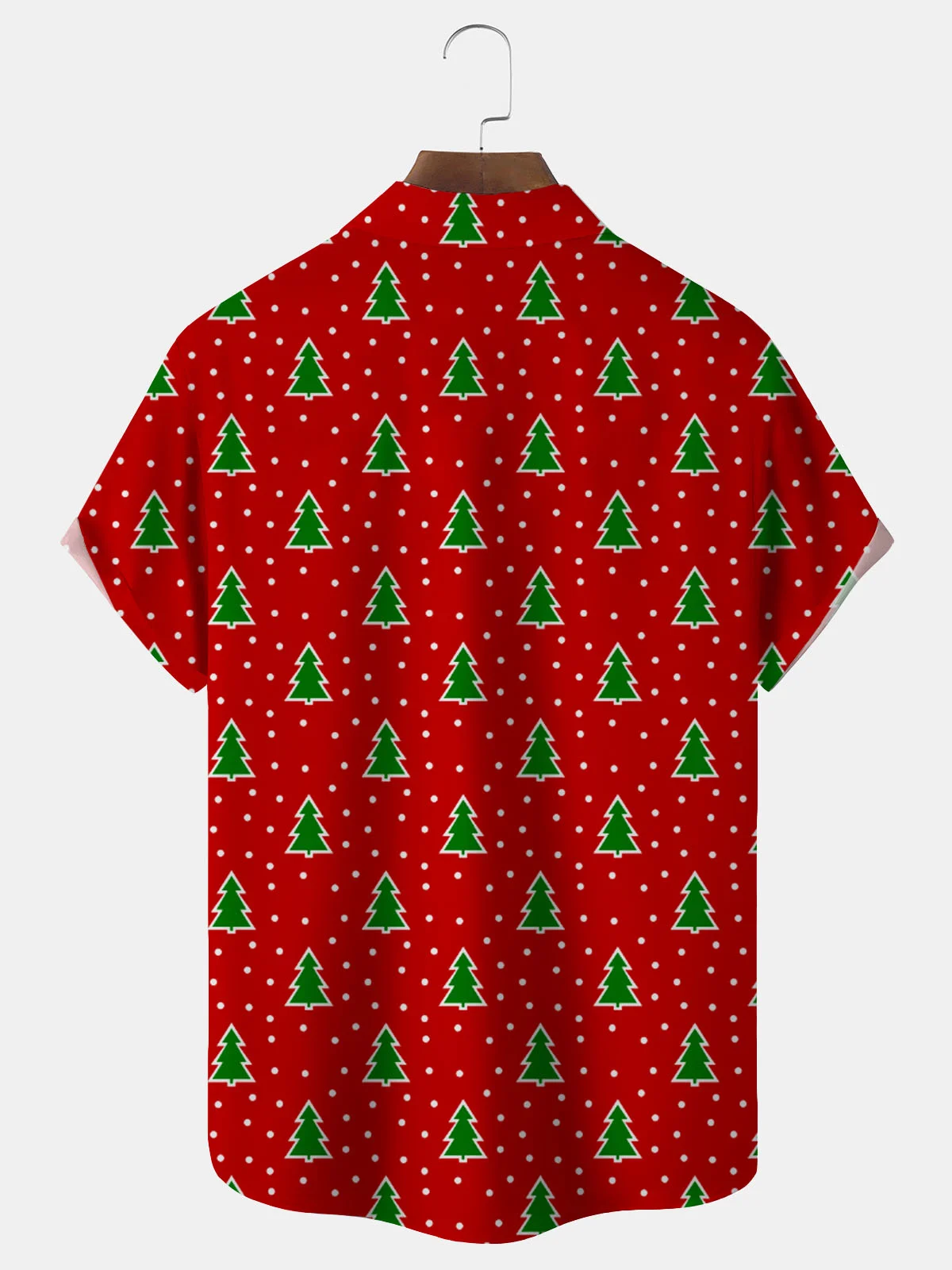 Royaura® Holiday Christmas Tree 3D Digital Print Men's Button Pocket Short Sleeve Shirt Big & Tall