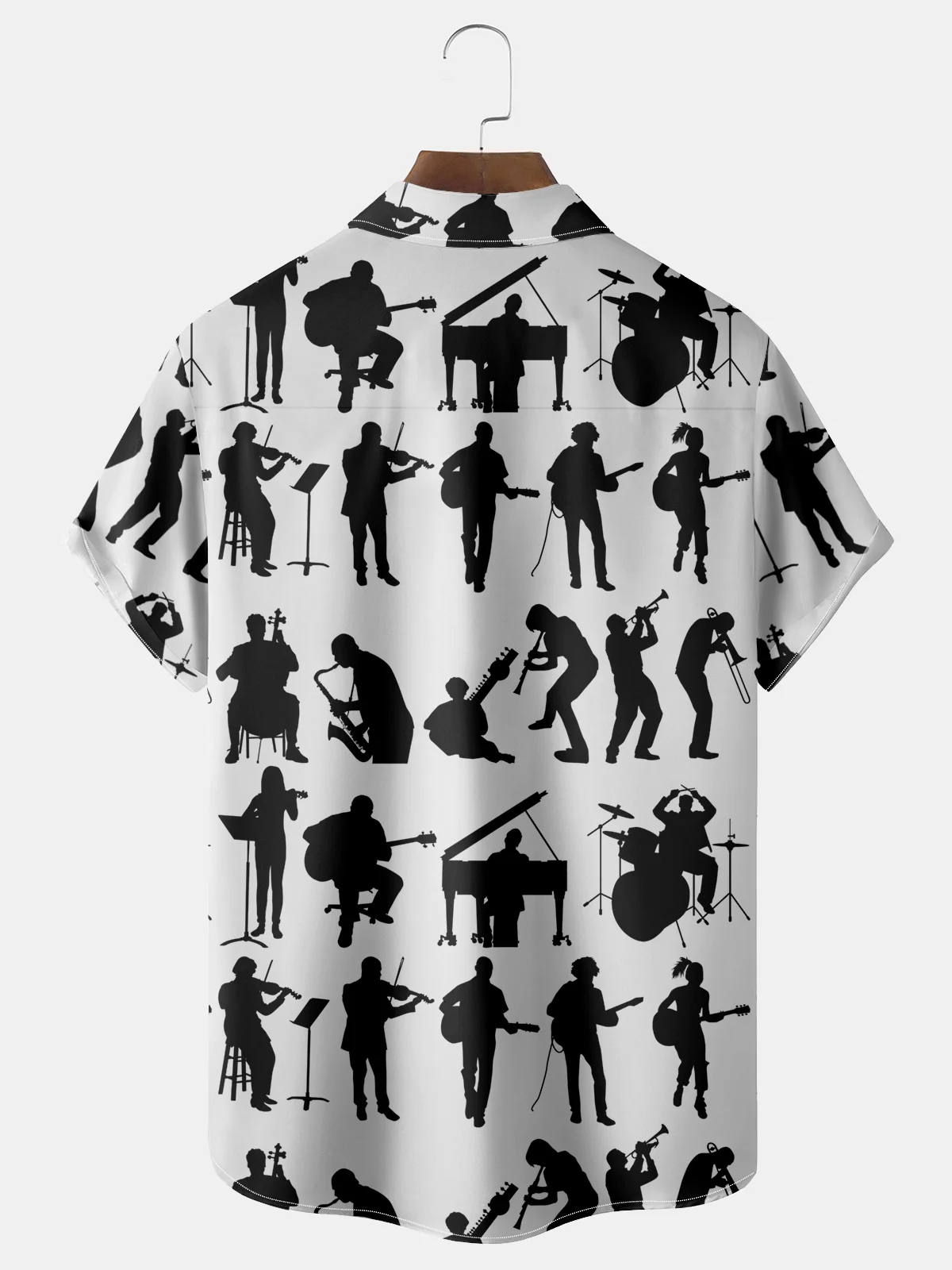 Royaura® Vintage Music Print Men's Chest Pocket Stretch Shirt Big Tall