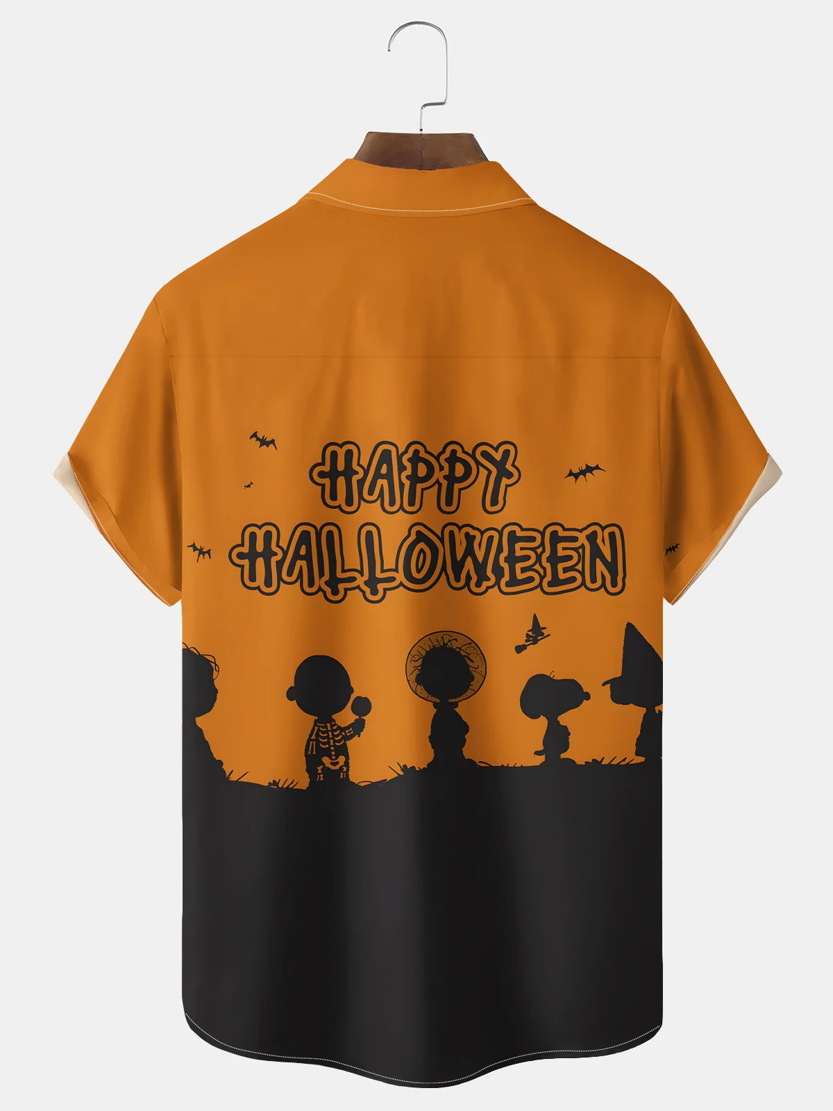 Royaura® Halloween Cartoon Print Men's Chest Pocket Stretch Shirt Big Tall