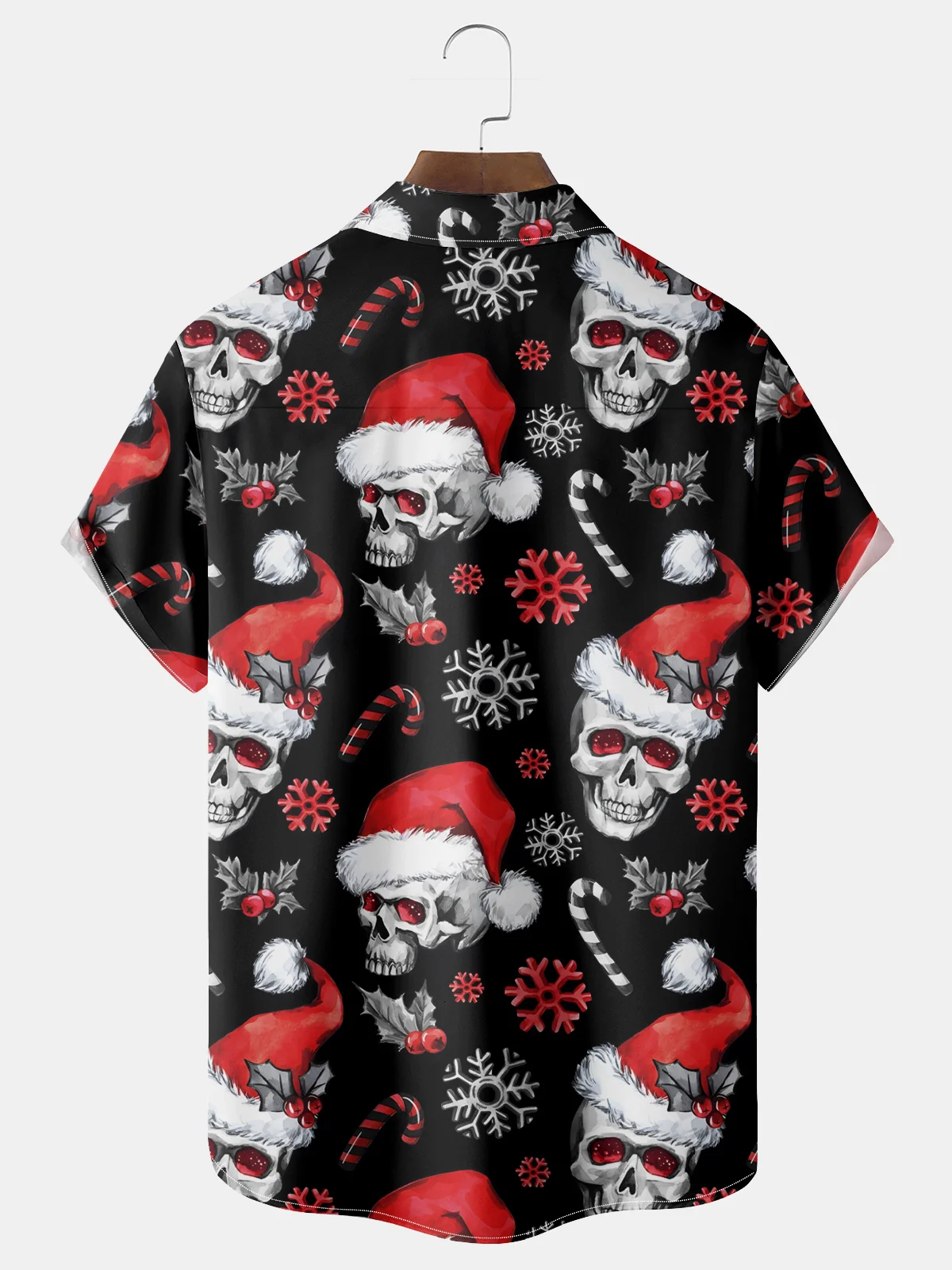 Royaura® Halloween Holiday Skull Print Men's Chest Pocket Stretch Shirt Big Tall