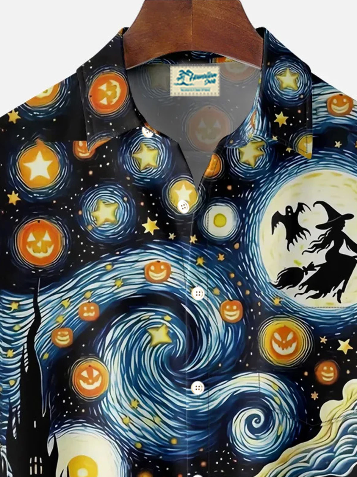 Royaura®Holiday Halloween 3D Digital Print Men's Button Pocket Short Sleeve Shirt Big & Tall