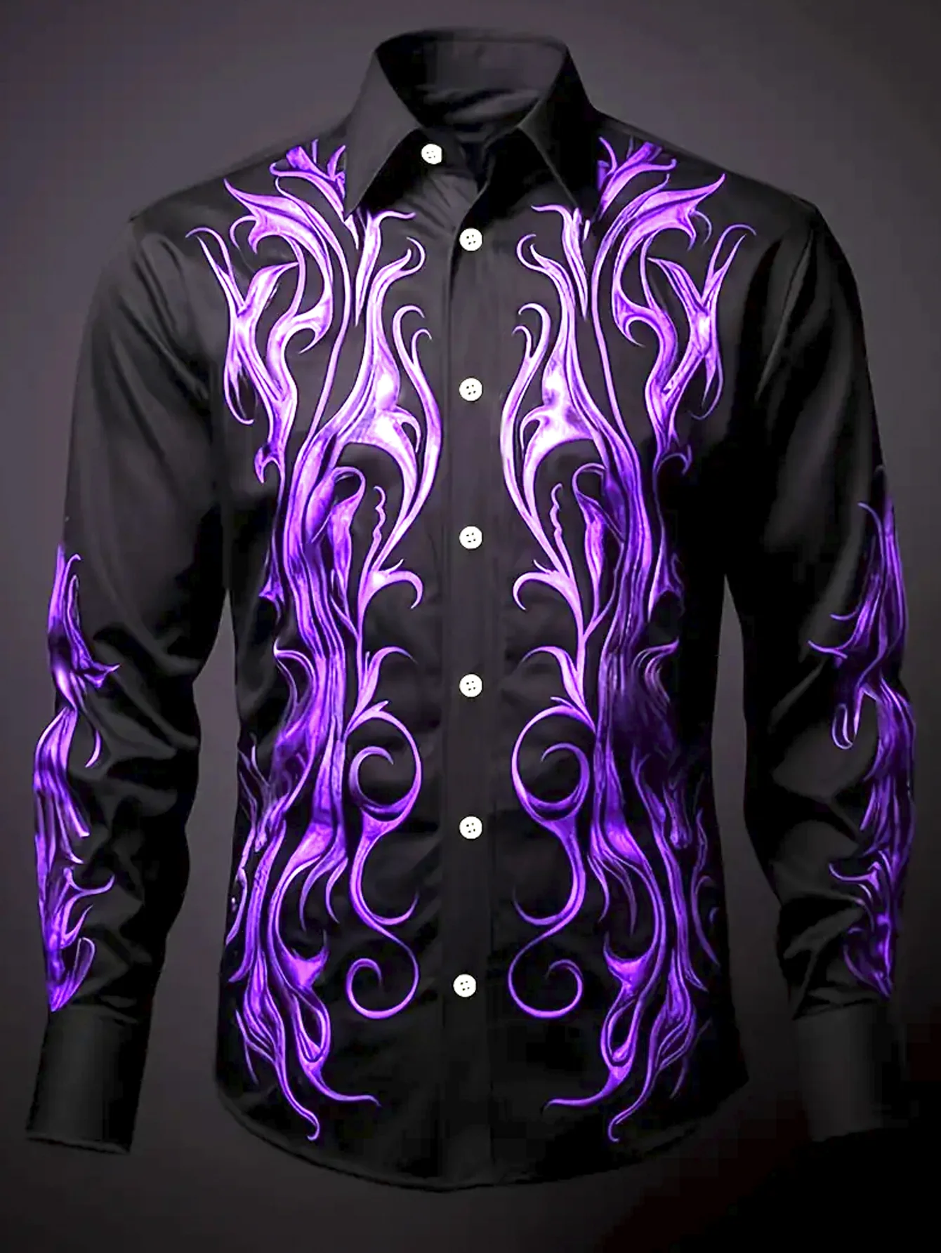 Royaura® Retro Abstract Art 3D Digital Print Men's Button Pocket Long Sleeve Shirt Big & Tall