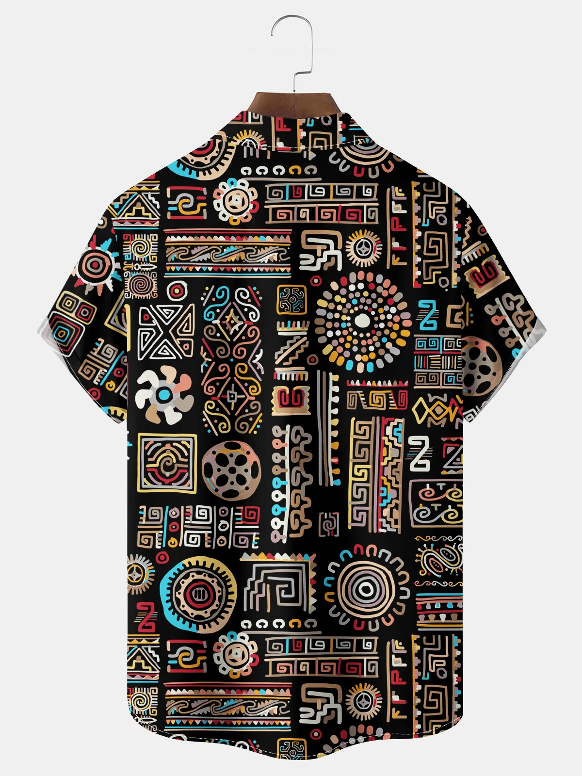 Royaura® Vintage Ethnic Graphic Print Chest Pocket Stretch Shirt Big Tall