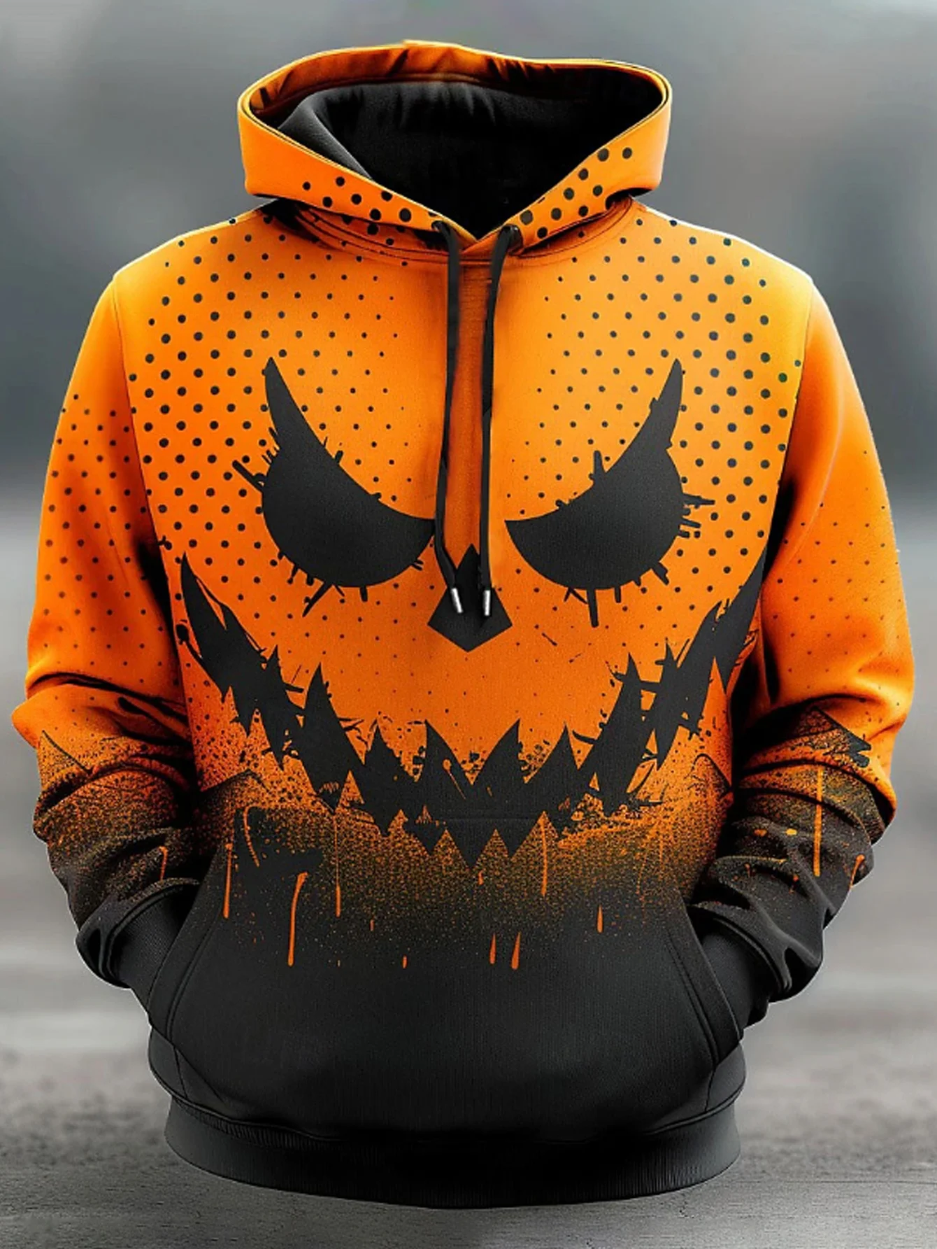 Royaura® Halloween Pumpkin 3D Digital Print Men's Drawstring Hooded Sweatshirt Big & Tall