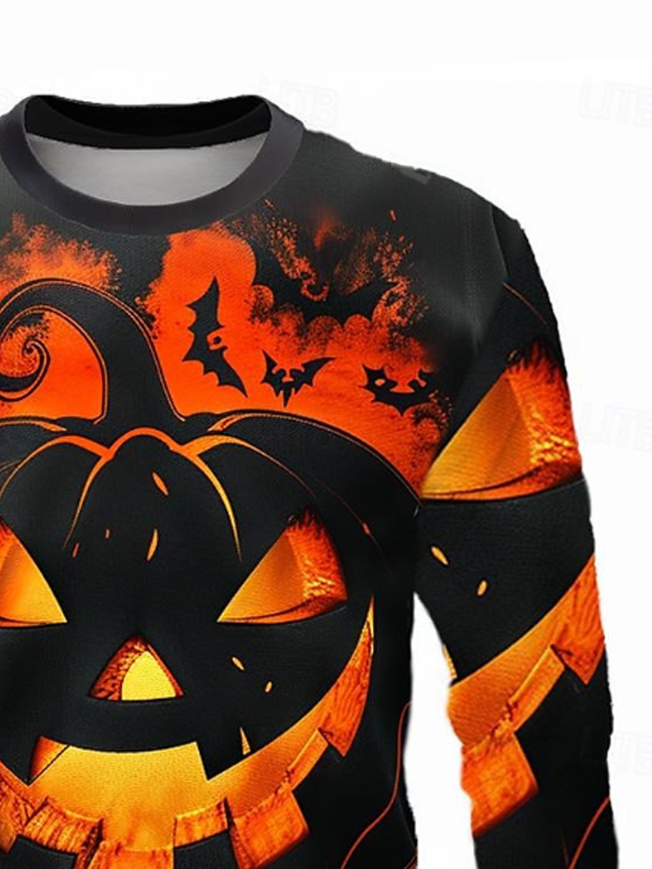 Royaura® Halloween Pumpkin 3D Digital Printing Men's Round Neck Sweatshirt Big & Tall