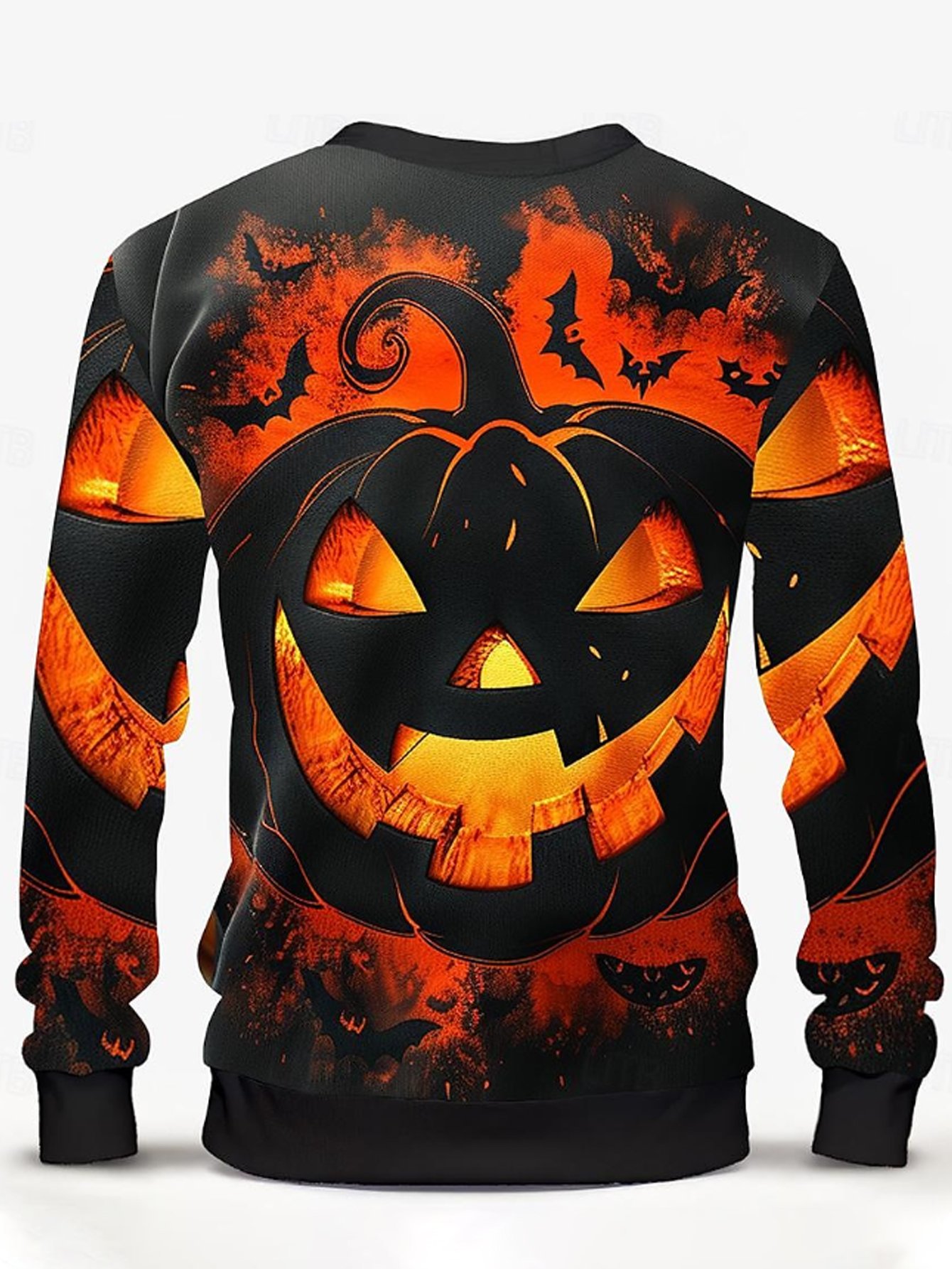 Royaura® Halloween Pumpkin 3D Digital Printing Men's Round Neck Sweatshirt Big & Tall