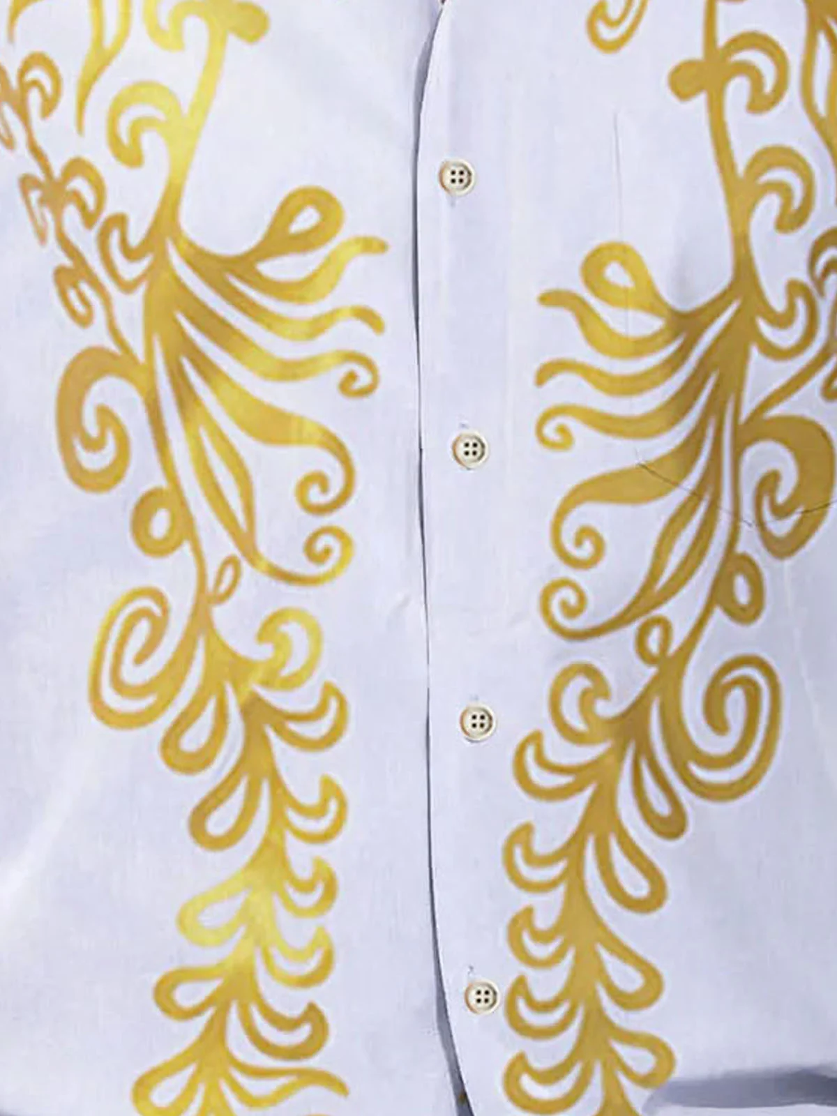 Royaura® Retro Gold Floral Hot Stamping 3D Digital Printing Men's Button Pocket Long Sleeve Shirt Big & Tall