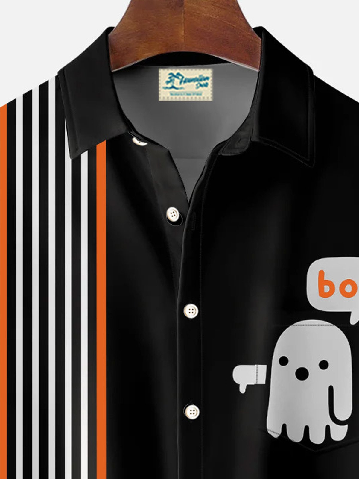 Royaura® Halloween Spooky Fun Retro Bowling 3D Digital Print Men's Button Pocket Short Sleeve Shirt Big & Tall