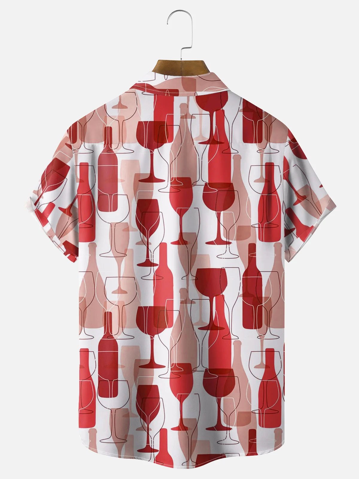 Royaura® Red Wine Cocktail 3D Digital Print Men's Button Pocket Short Sleeve Shirt Big & Tall