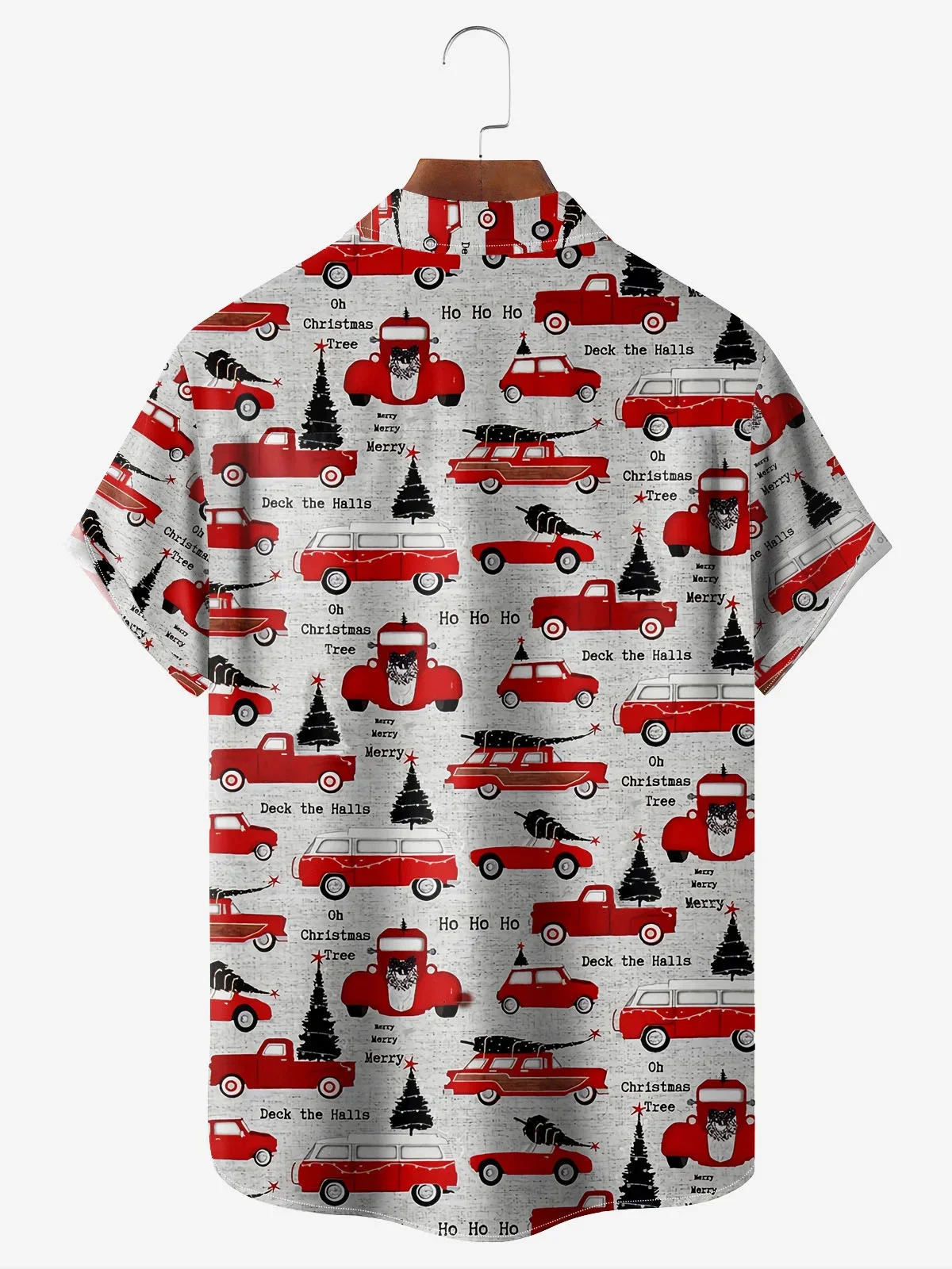 Royaura® Christmas Holiday Car Christmas Tree 3D Digital Print Men's Button Pocket Short Sleeve Shirt Big & Tall