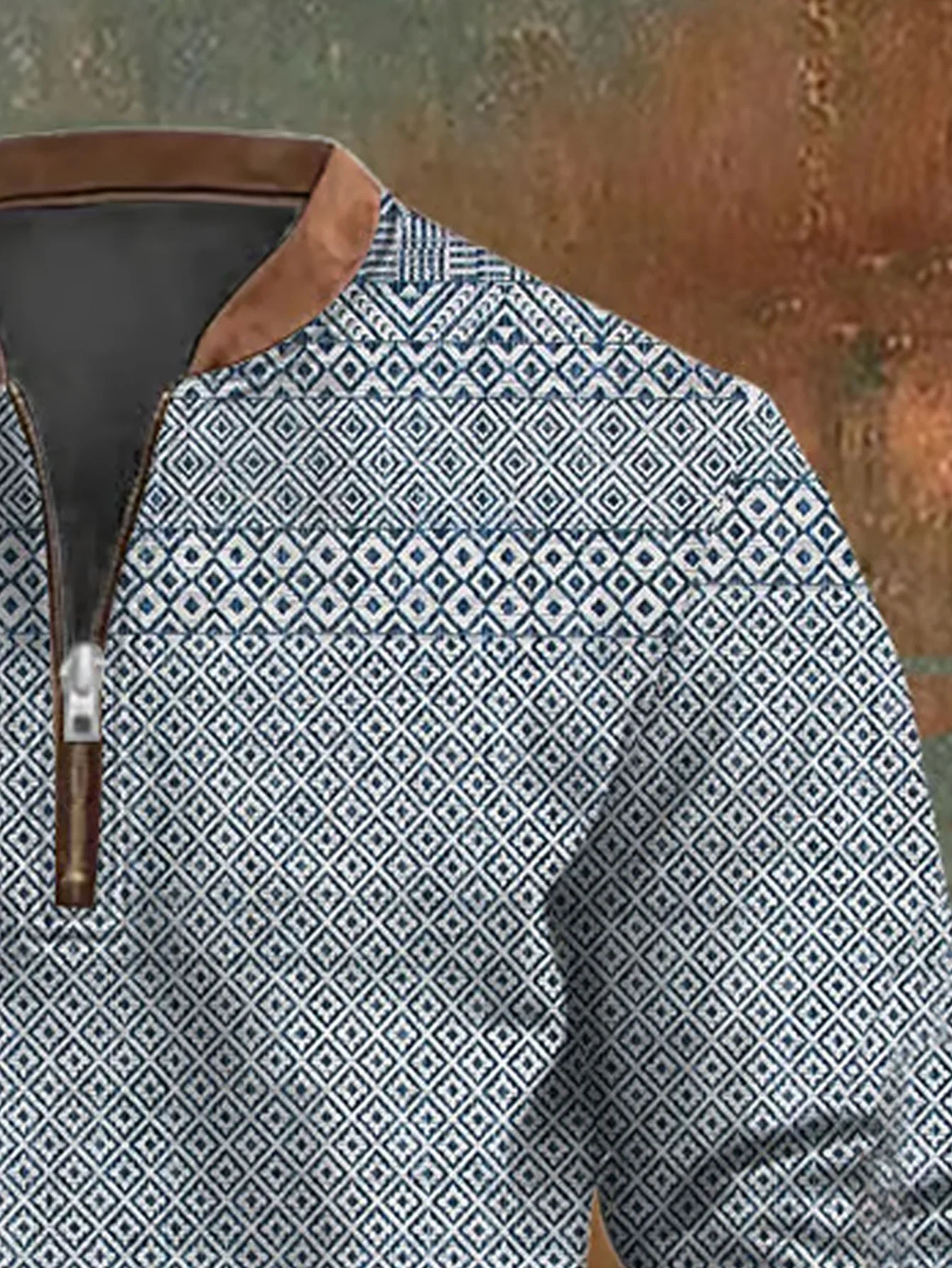 Royaura® Retro Plaid Texture 3D Digital Printing Men's Zipper Sweatshirt Big & Tall