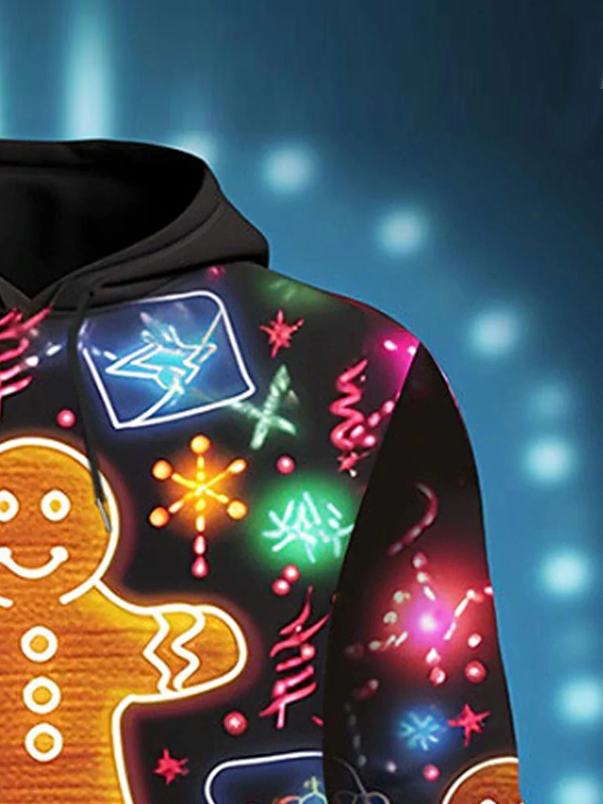 Royaura® Holiday Christmas Fun Cartoon 3D Digital Print Men's Drawstring Hooded Sweatshirt Big & Tall