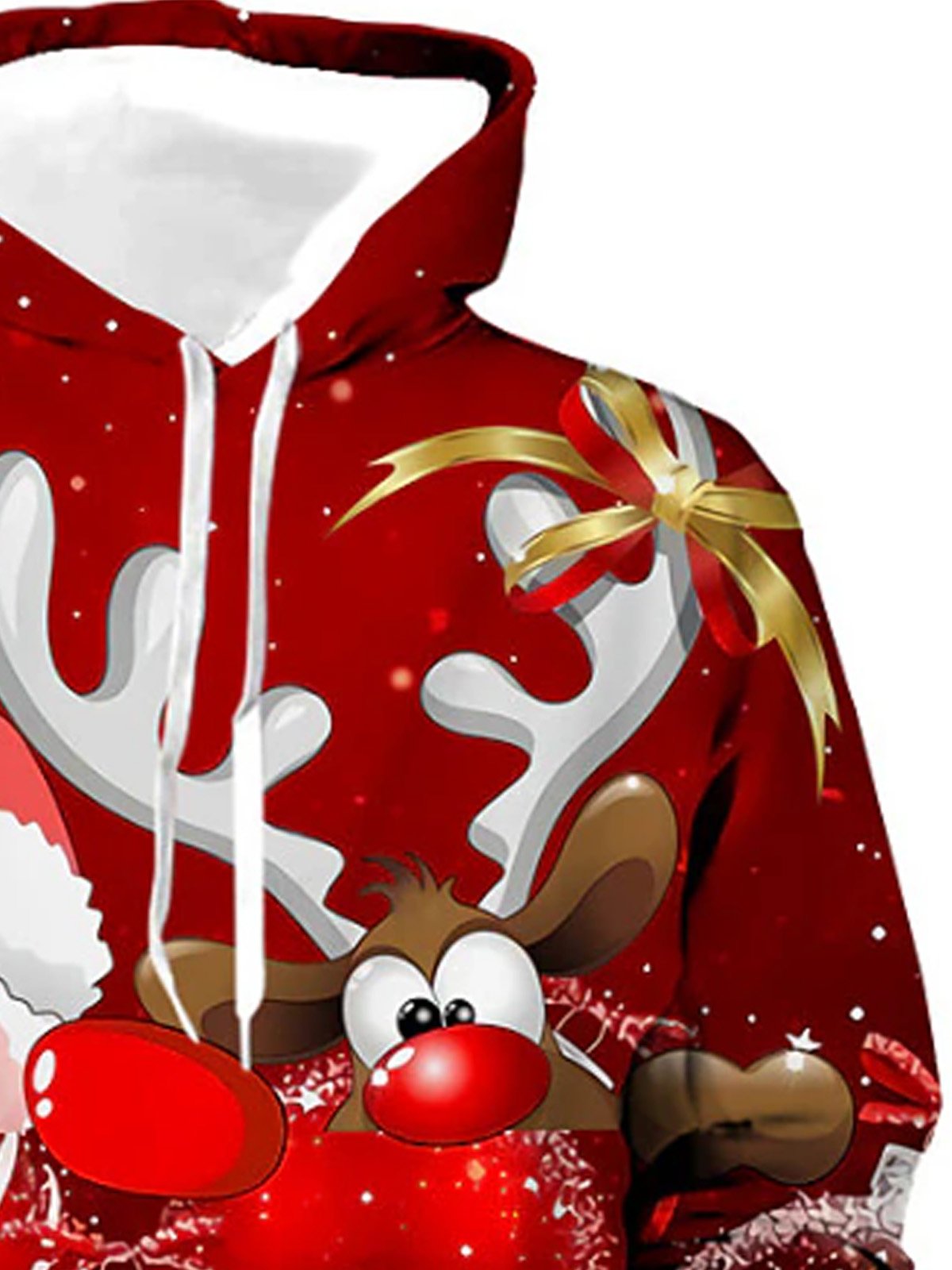 Royaura® Holiday Holy Sika Deer 3D Digital Print Men's Drawstring Hooded Sweatshirt Big & Tall