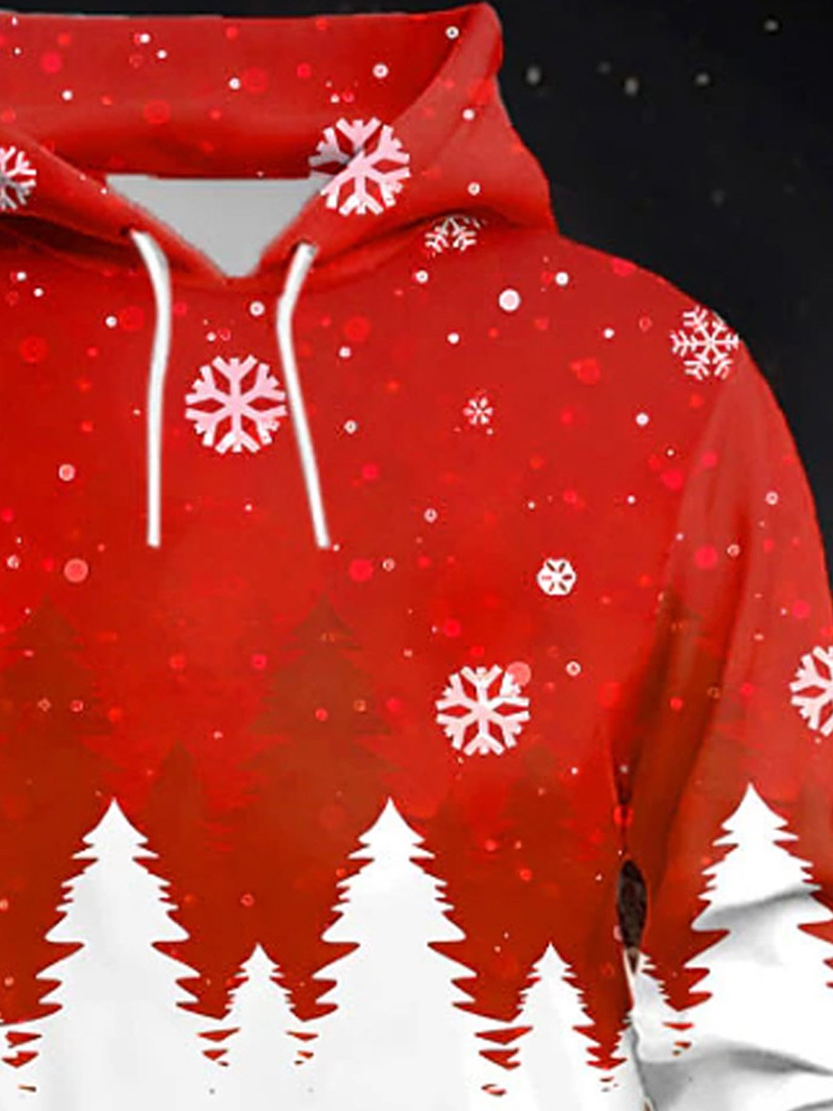 Royaura® Holiday Christmas Tree 3D Digital Print Men's Drawstring Hooded Sweatshirt Big & Tall