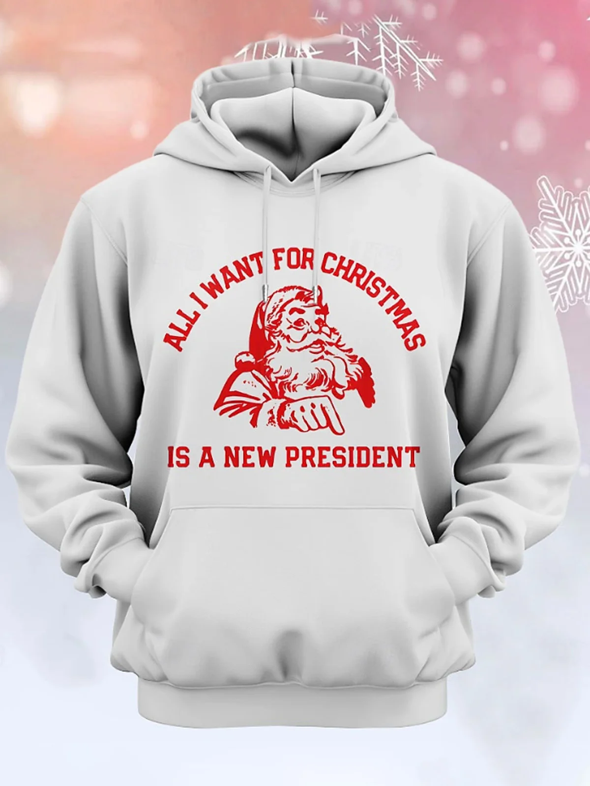 Royaura® Holiday Christmas Santa Claus Letters Fun 3D Digital Print Men's Drawstring Hooded Sweatshirt Big & Tall