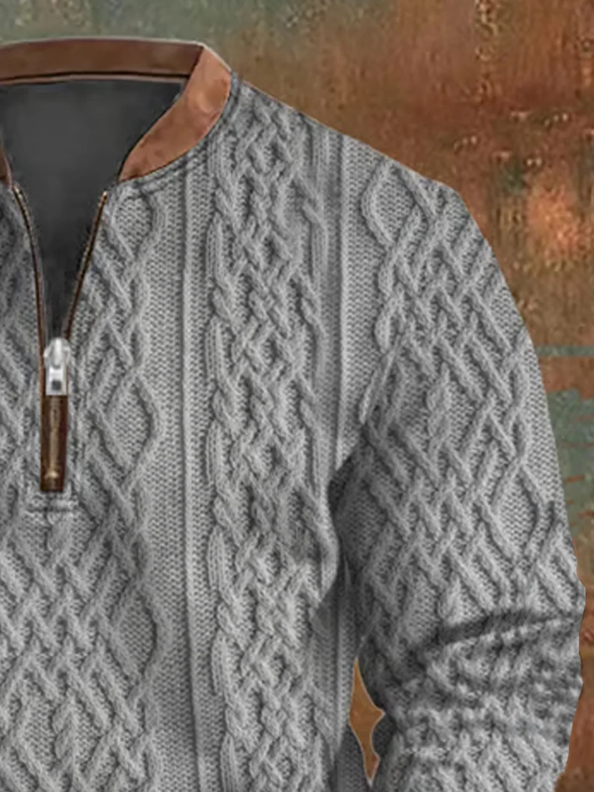 Royaura® Wool Texture Ugly Sweater 3D Digital Printing Men's Zipper Sweatshirt Big & Tall