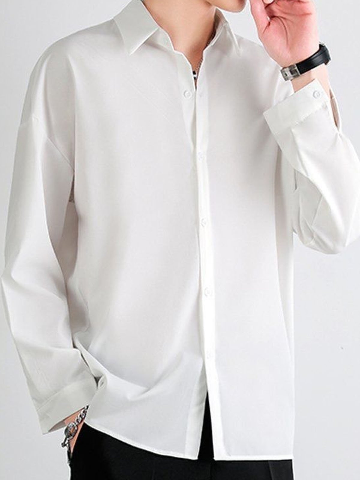 Royaura® Casual Basic Men's Button Long Sleeve Shirt Big & Tall