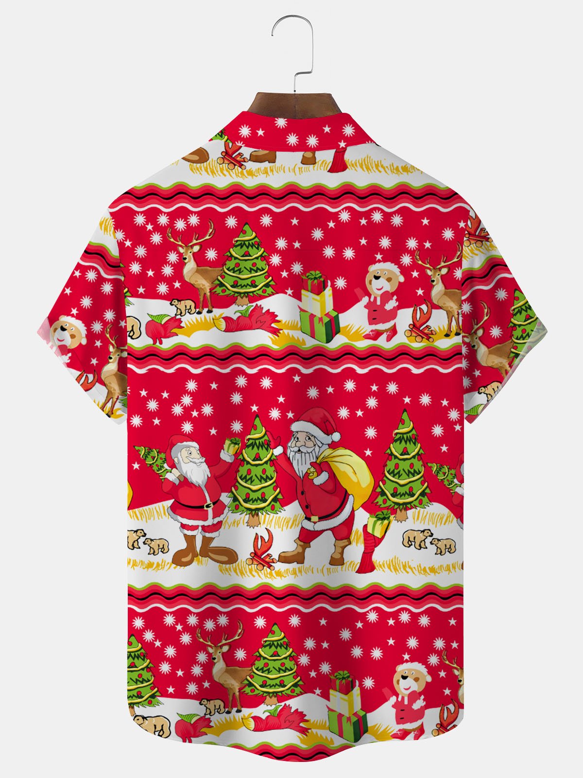 Royaura® Christmas Print Men's Button Pocket Short Sleeve Shirt Big & Tall