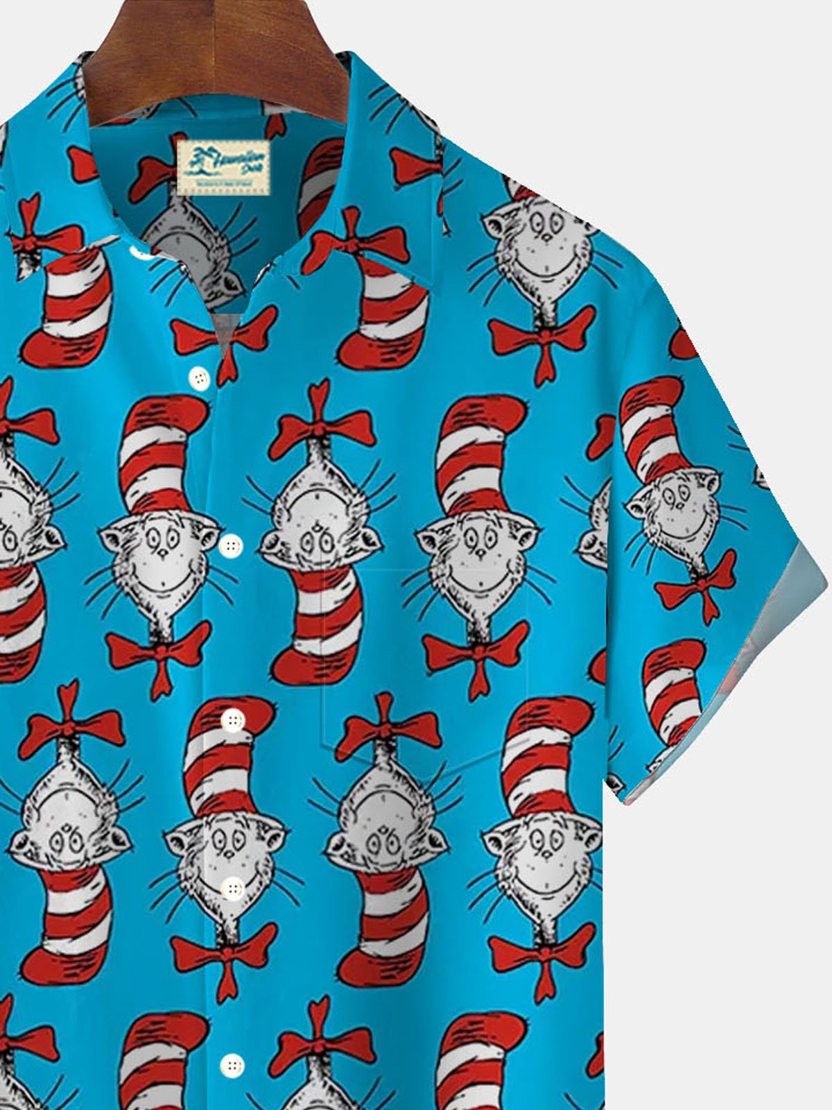 Royaura® Christmas Cartoon Print Men's Button Pocket Short Sleeve Shirt Big & Tall