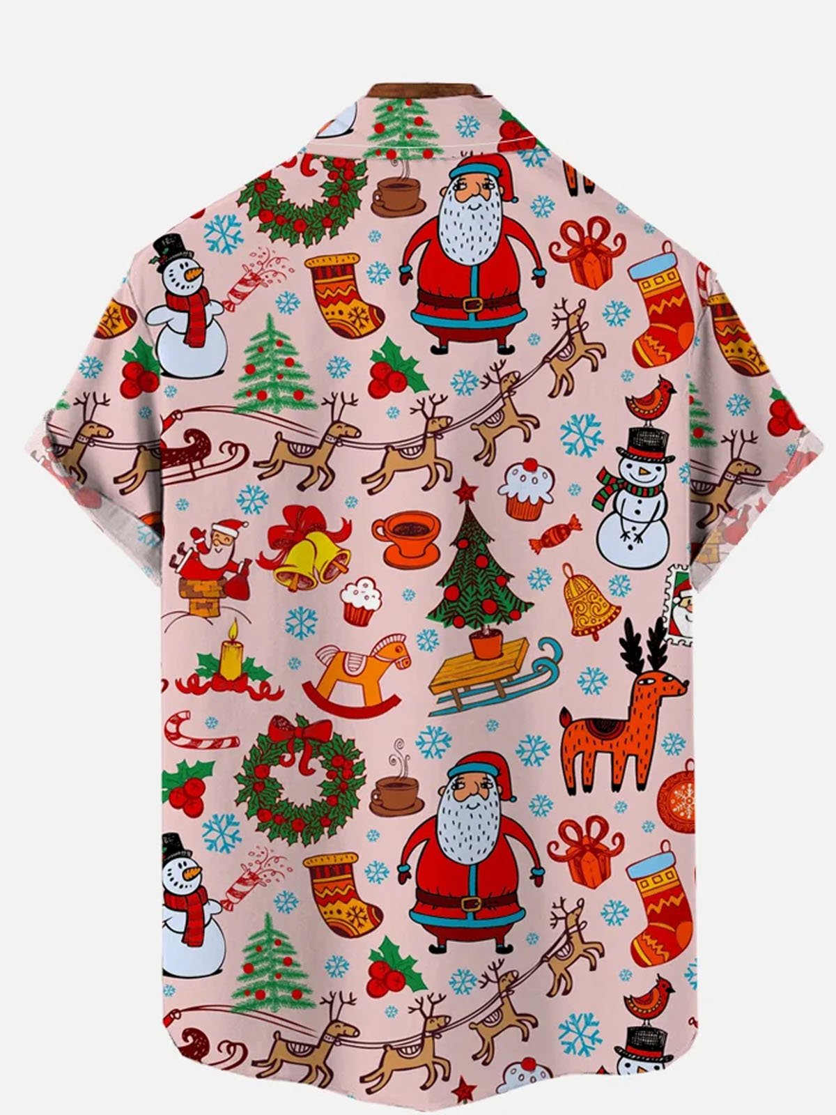 Royaura® Christmas Print Men's Button Pocket Short Sleeve Shirt Big & Tall