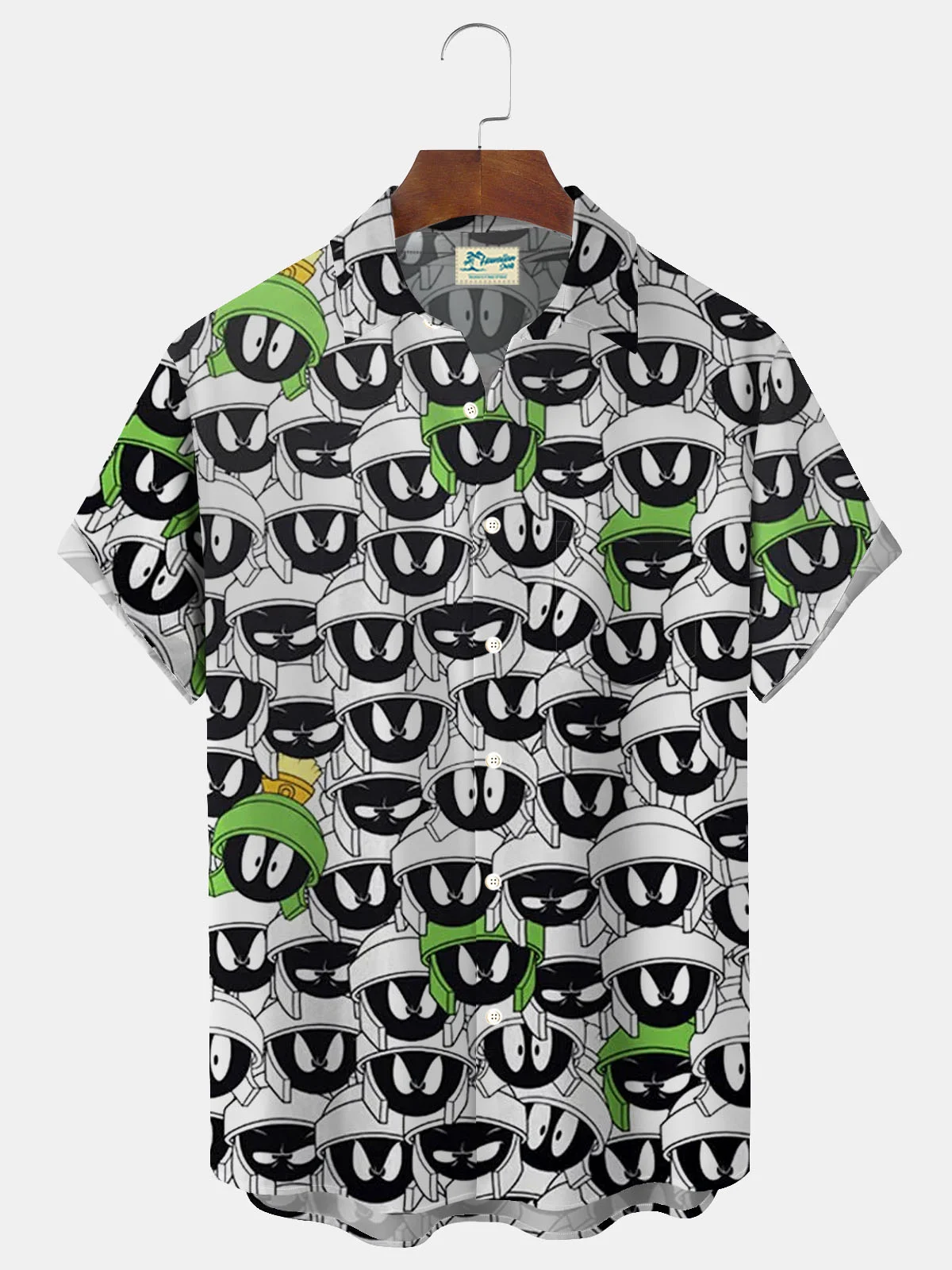 Royaura® Cartoon Print Men's Button Pocket Short Sleeve Shirt Big & Tall