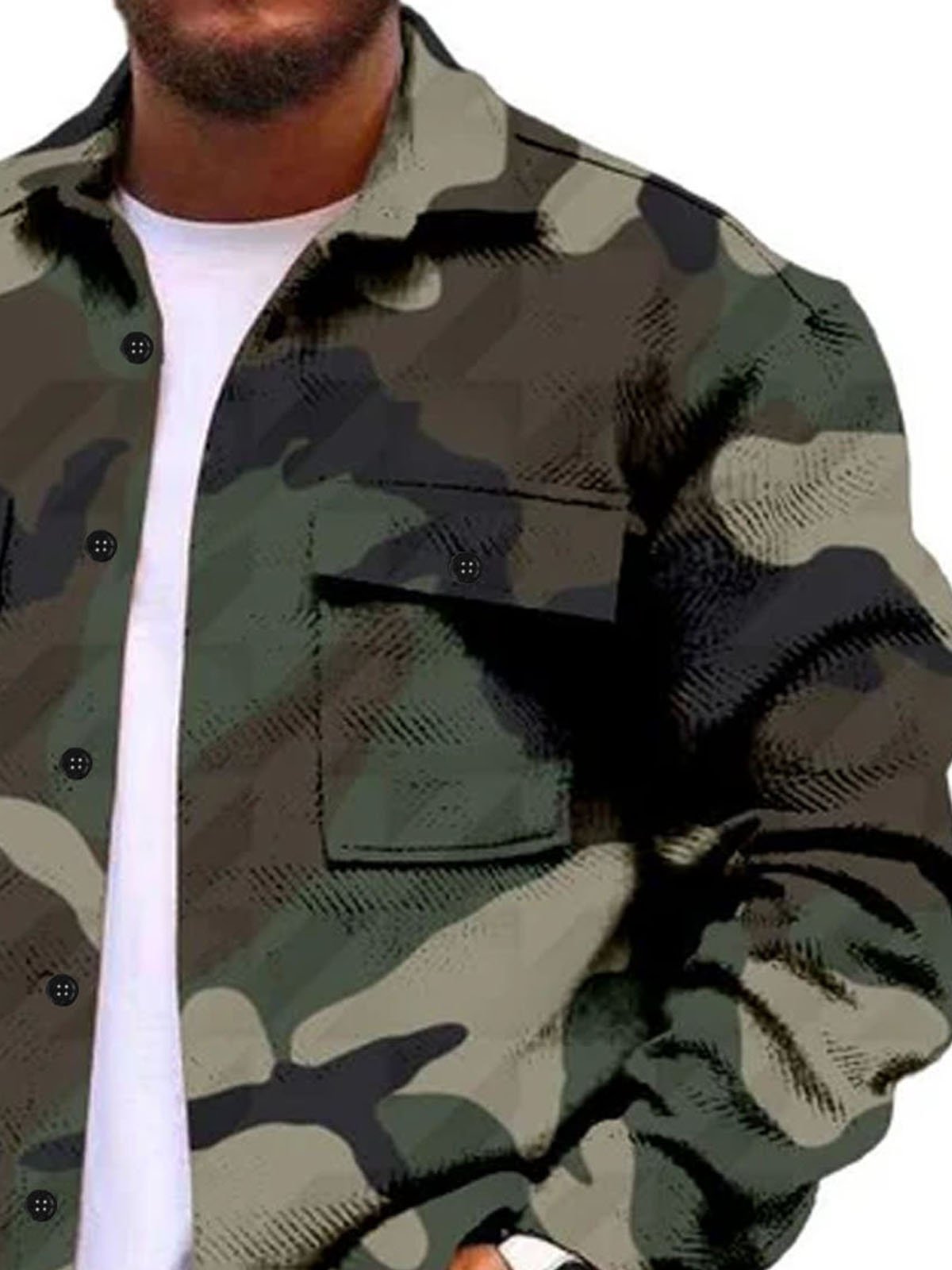 Royaura® Corduroy Camouflage Print Men's Button Pocket Jacket Big & Tall