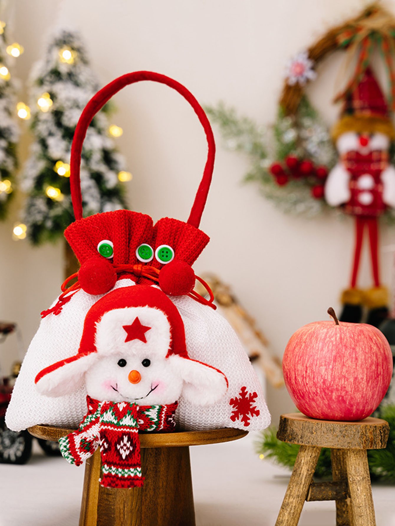 Royaura® Christmas Decoration Supplies Apple Bag Creative Cartoon Christmas Handbag Old Man Snowman Gift Bag