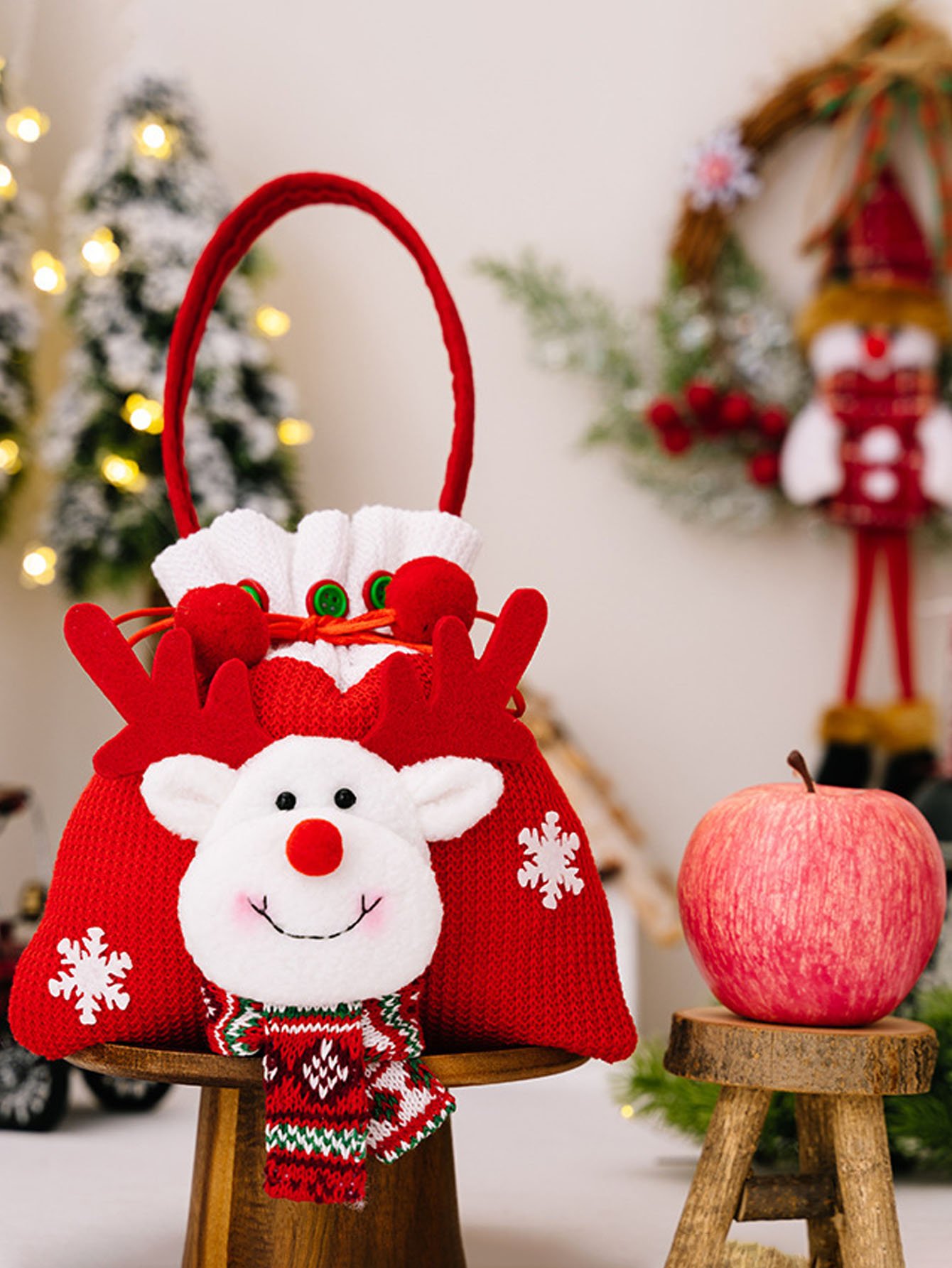 Royaura® Christmas Decoration Supplies Apple Bag Creative Cartoon Christmas Handbag Old Man Snowman Gift Bag