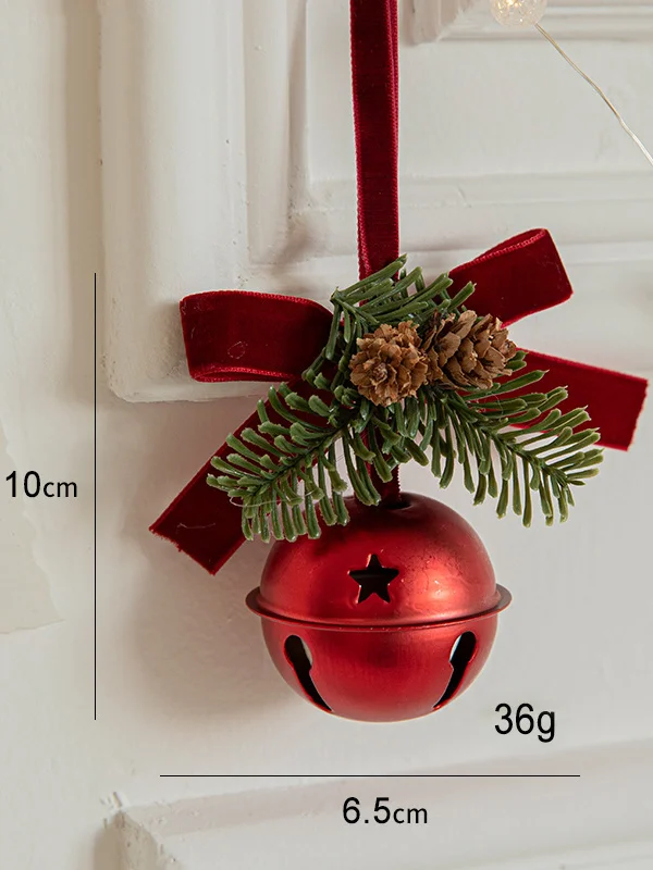 Royaura® Christmas Velvet Bow Christmas Tree Pine Cone Scene Arrangement Pendant Small Bell