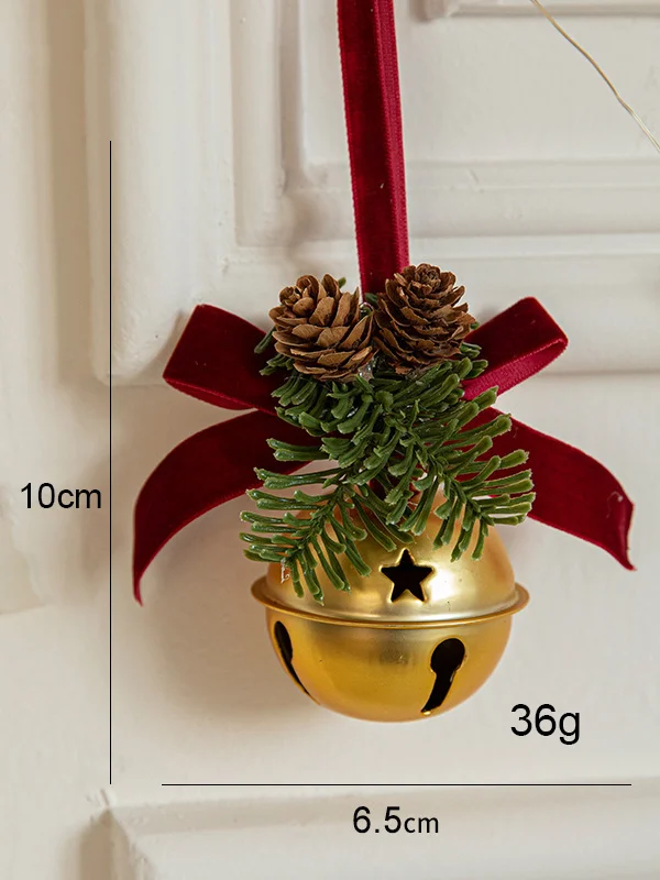 Royaura® Christmas Velvet Bow Christmas Tree Pine Cone Scene Arrangement Pendant Small Bell