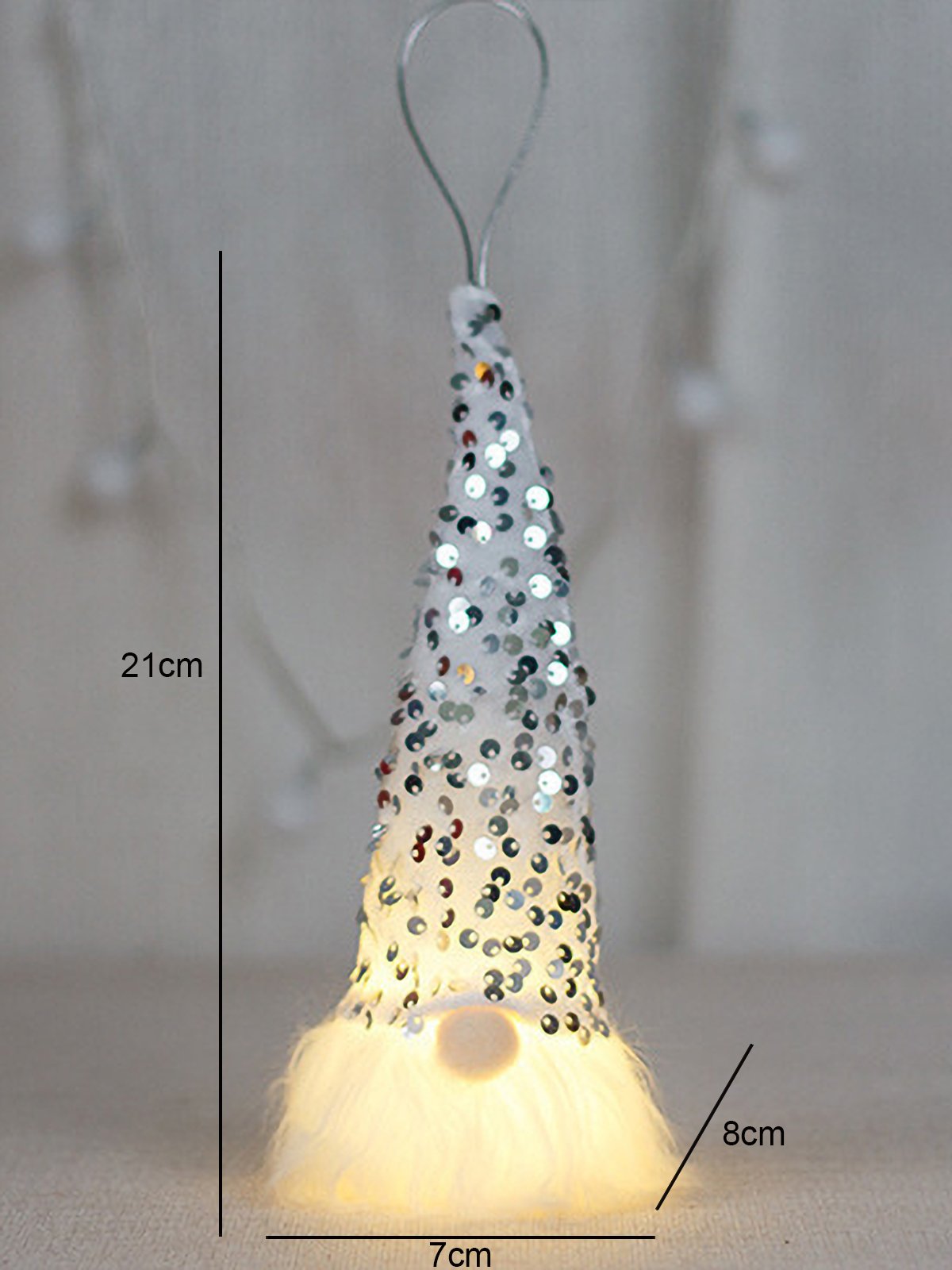 Royaura® Christmas Glowing Sequin Gnome Hanging Night Light Ornament