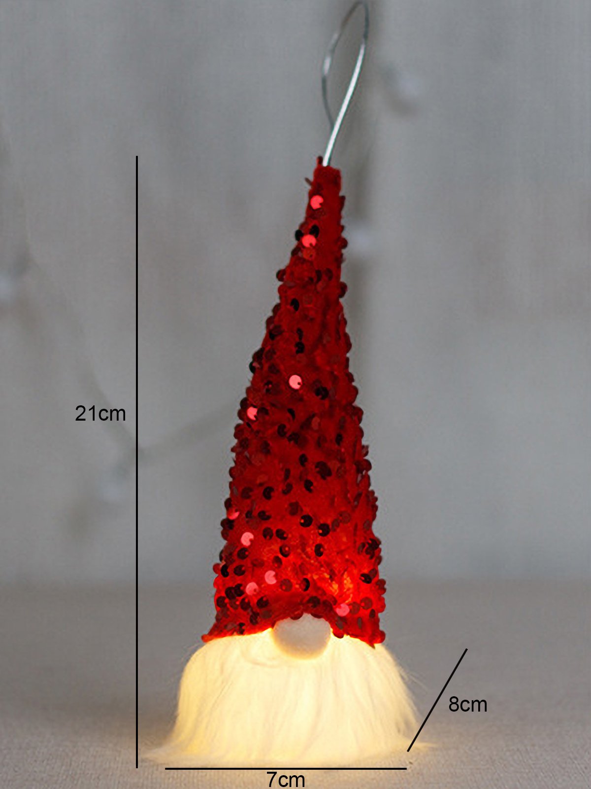 Royaura® Christmas Glowing Sequin Gnome Hanging Night Light Ornament