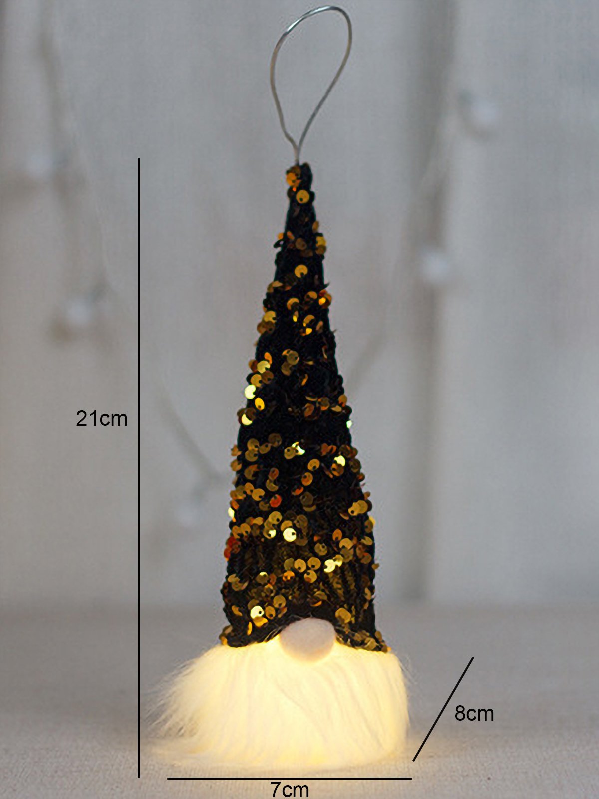 Royaura® Christmas Glowing Sequin Gnome Hanging Night Light Ornament