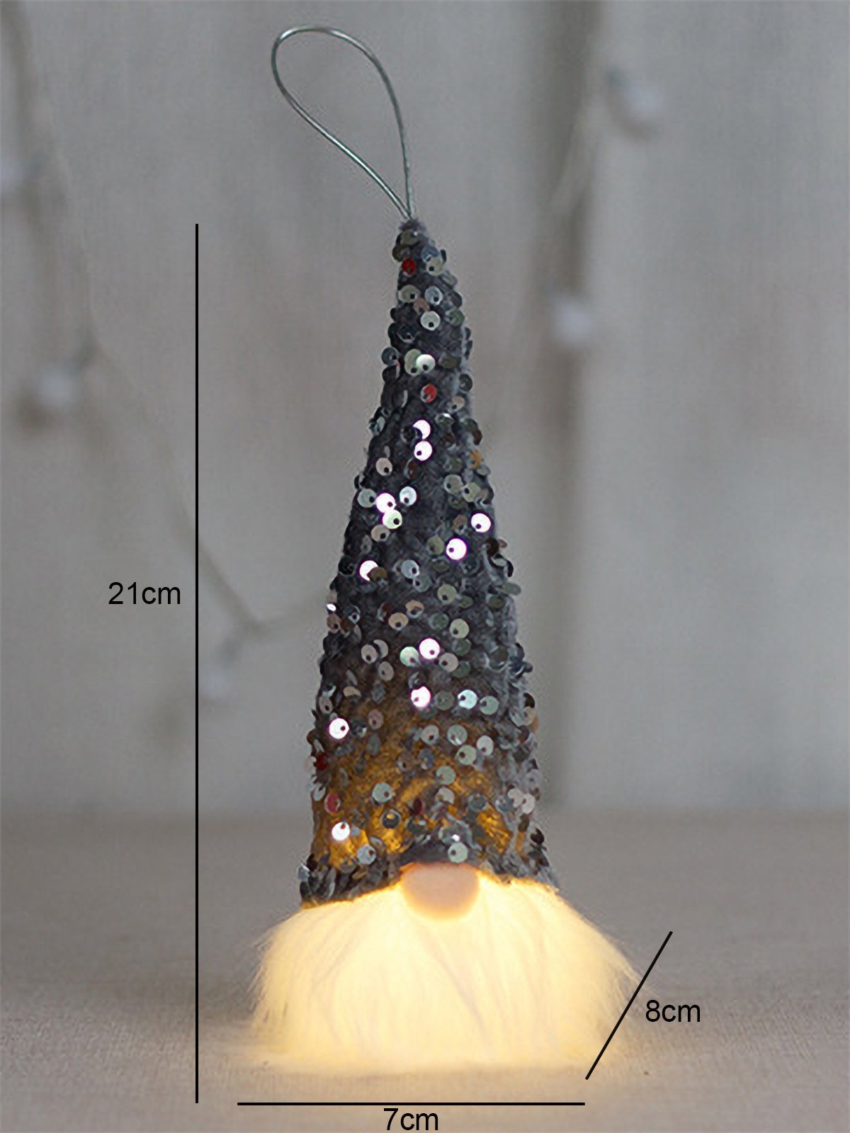 Royaura® Christmas Glowing Sequin Gnome Hanging Night Light Ornament