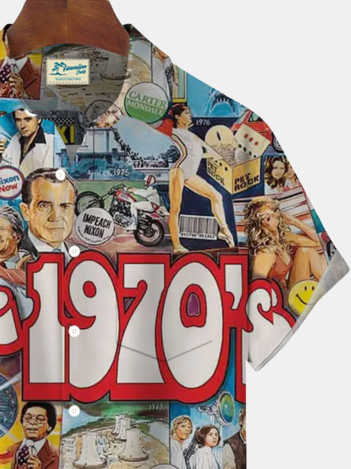 Royaura® 80s Cartoon Retro Poster Print Men's Button Pocket Short Sleeve Shirt Big & Tall