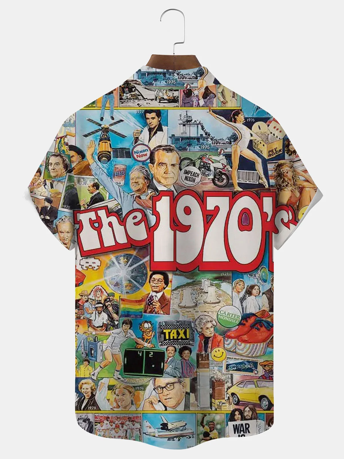 Royaura® 80s Cartoon Retro Poster Print Men's Button Pocket Short Sleeve Shirt Big & Tall