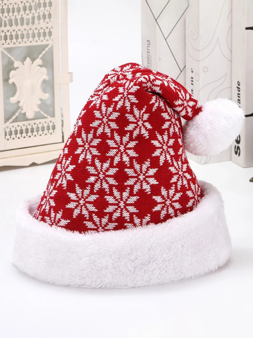 Royaura® Christmas Snowflake Fawn Knitted Wool Flannel Santa Hat