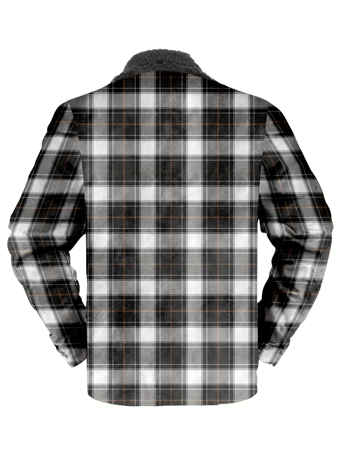 Royaura® Basic Men's Plaid Printed Lapel Thermal Fleece Full Zip Coats And Jackets