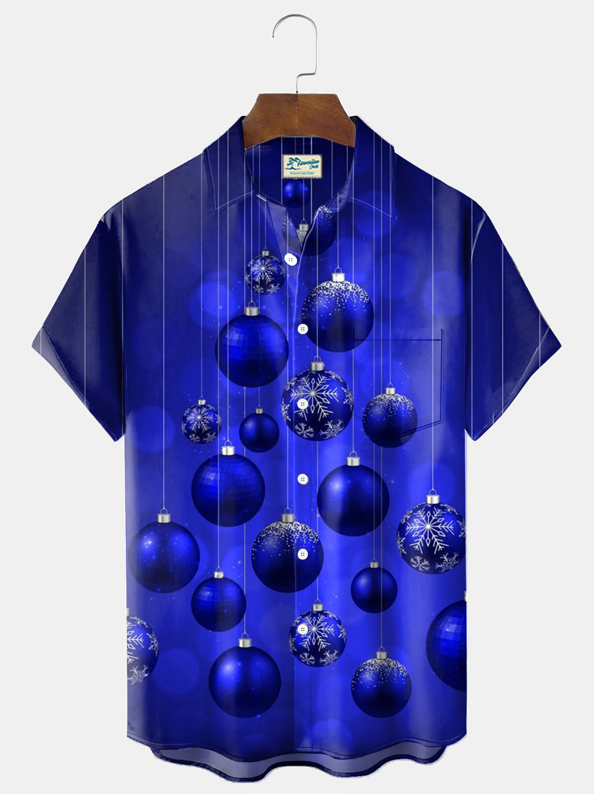 Royaura® Christmas Light Print Men's Holiday Chest Pocket Stretch Short Sleeve Shirt Big & Tall